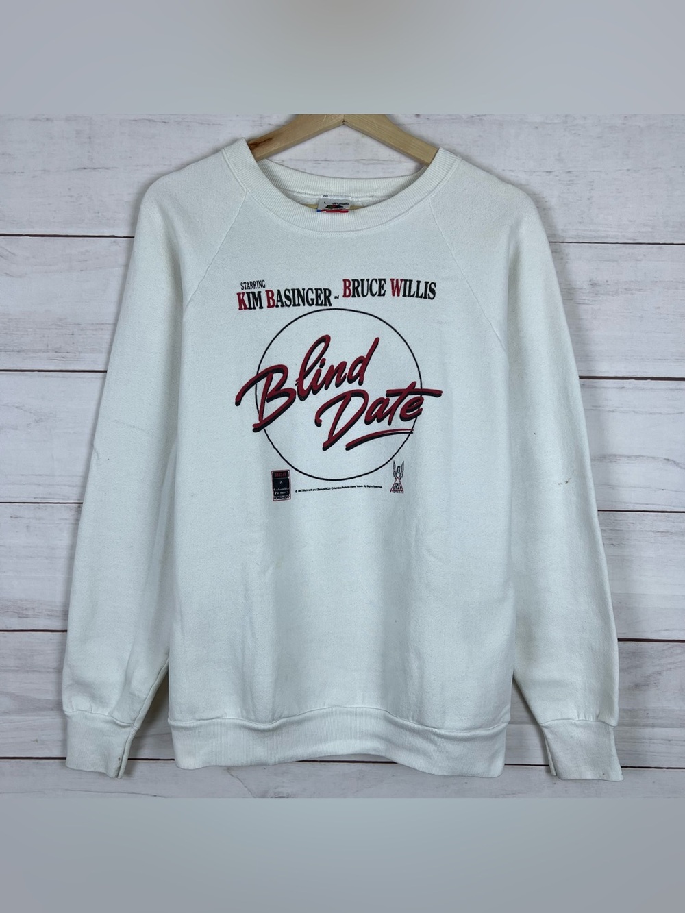 RARE Vintage 1987 Blind Date Movie Bruce Willis Sweatshirt Large Has Stains